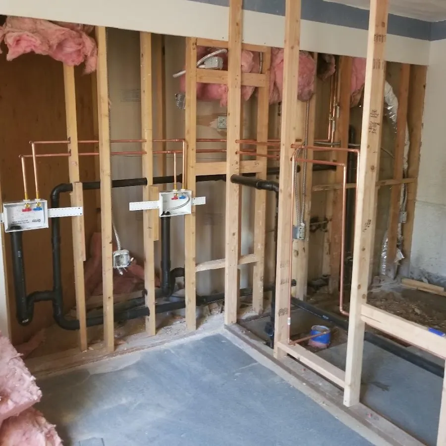 Copper pipe rough-in and plumbing installation in Richmond